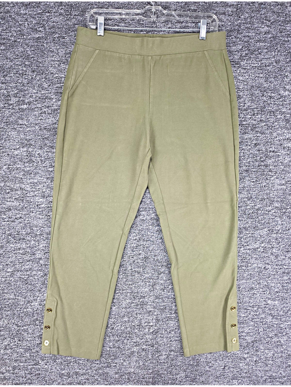 Michael Michael Kors Green Twill Pull-On Slim Skinny Ankle Pants Logo 25" L